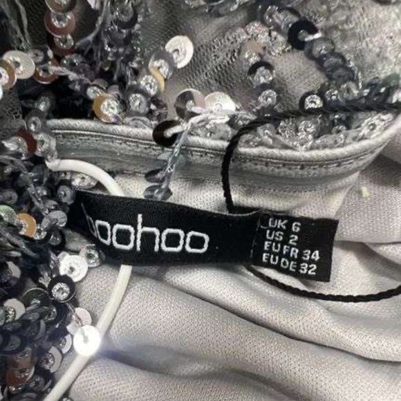 Sequin Tassel Bandeau Midi Party Dress - Silver US 2 - Picture 2 of 2